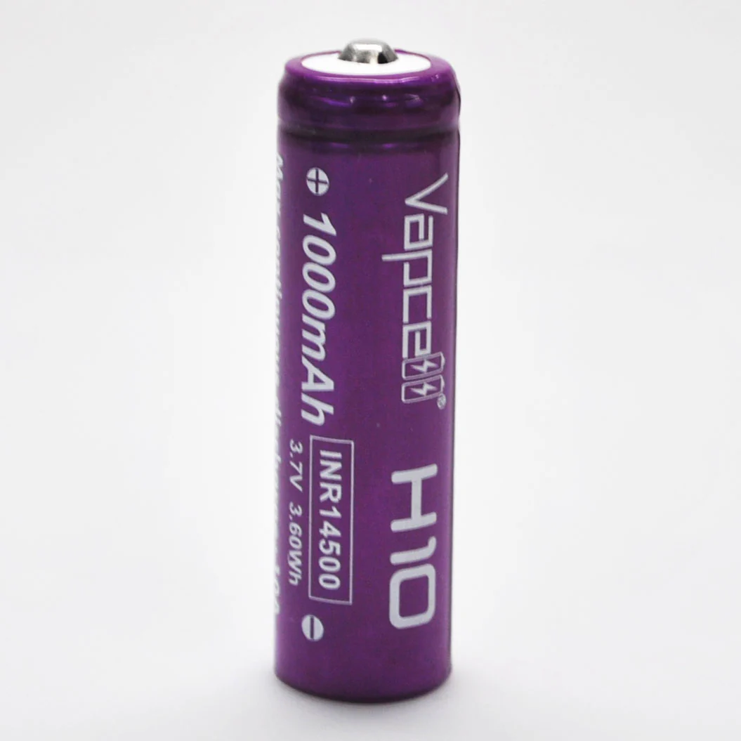 Vapcell H10 14500 Purple/White 10A Button Top 1000mAh Battery - Genuine